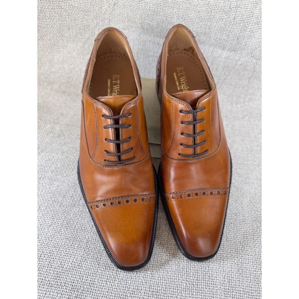 E.T. Wright Masters Collection Benito Cap Toe Oxford Camel Tan 7.5D New In Box